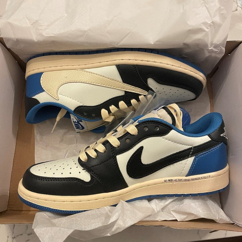 Jordan 1 Retro x Fragment Design x Travis Scott Low Blue-Size 8.5